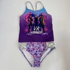 Disney Descendants Tankini Swimsuit, purple silver, VK Attitude, girls 7/8, NWOT
